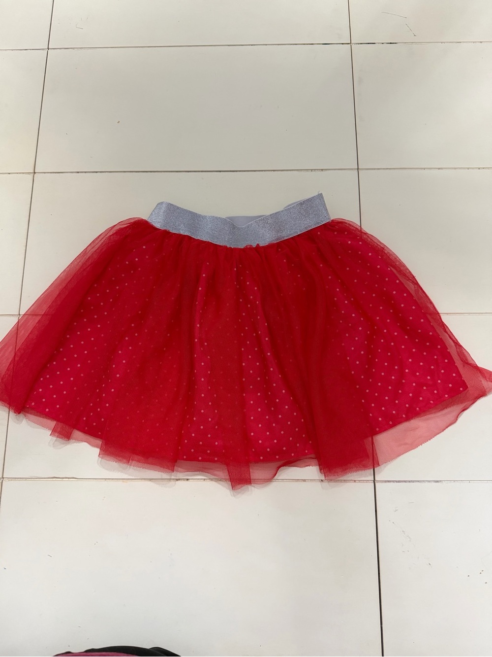 Disney Minnie Pinkish/Red and White Trim Skirt with Silver Waistband